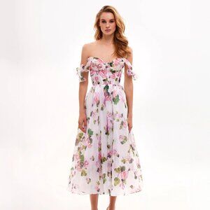 Milla Tender floral midi tie-strap dress